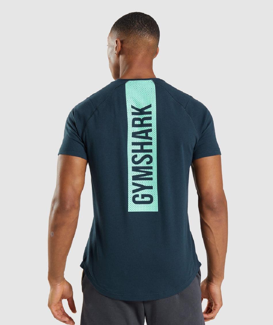 T Shirts Męskie Gymshark Bold Granatowe | PL 3907XYU